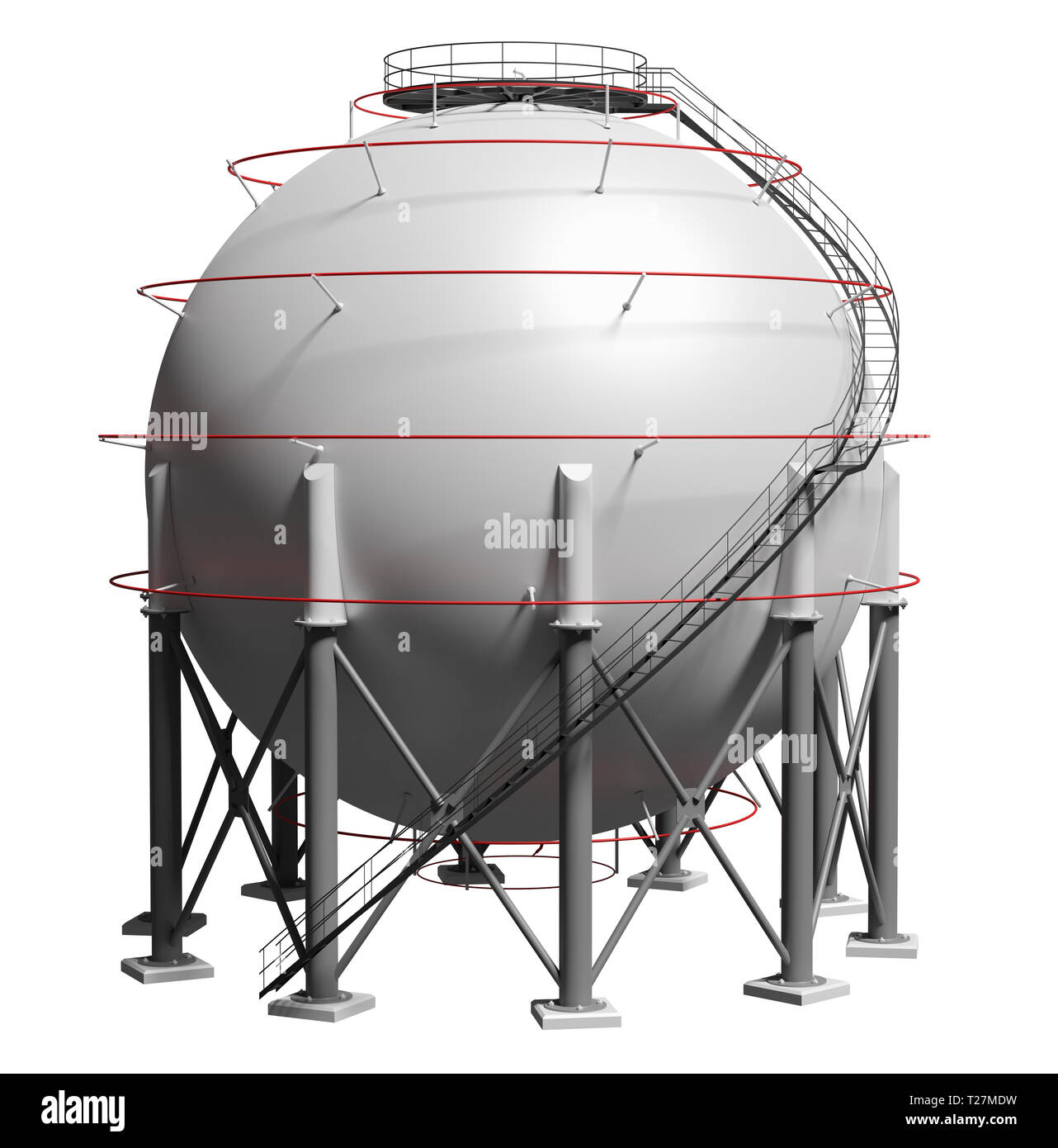 Réservoir de gaz sphérique. 3D illustration Banque D'Images