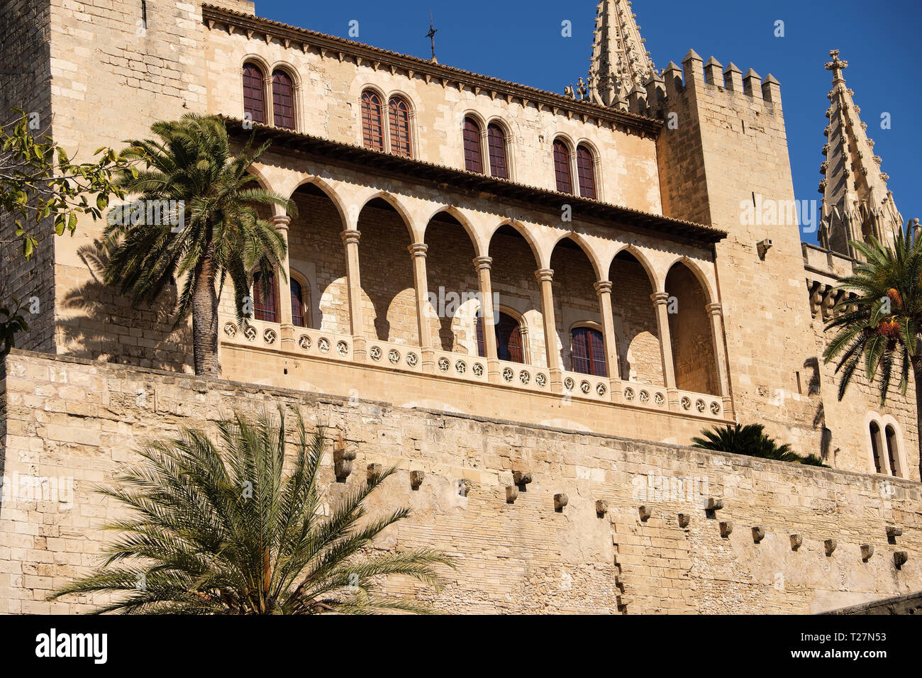 Kings Palace Palma Majorque vue côté Almudaina Banque D'Images