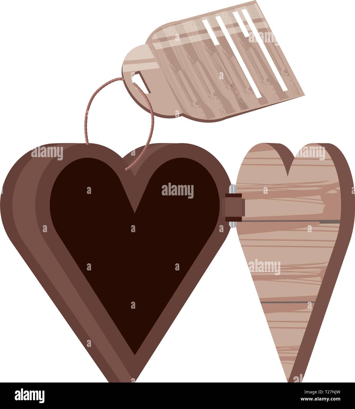 poitrine en forme de coeur ouverte avec étiquette vecteur d'illustration commerciale conception Illustration de Vecteur