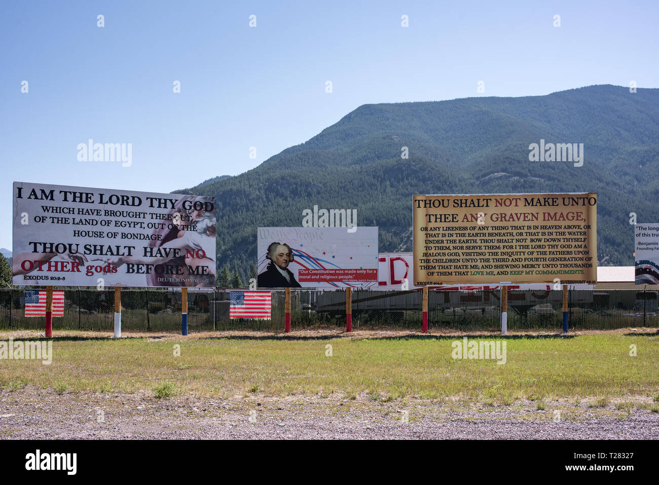 Dix Commandements de Dieu Park de Columbia Falls, Montana est l'un des Dix Commandement plusieurs projets controversés dans le pays. Banque D'Images