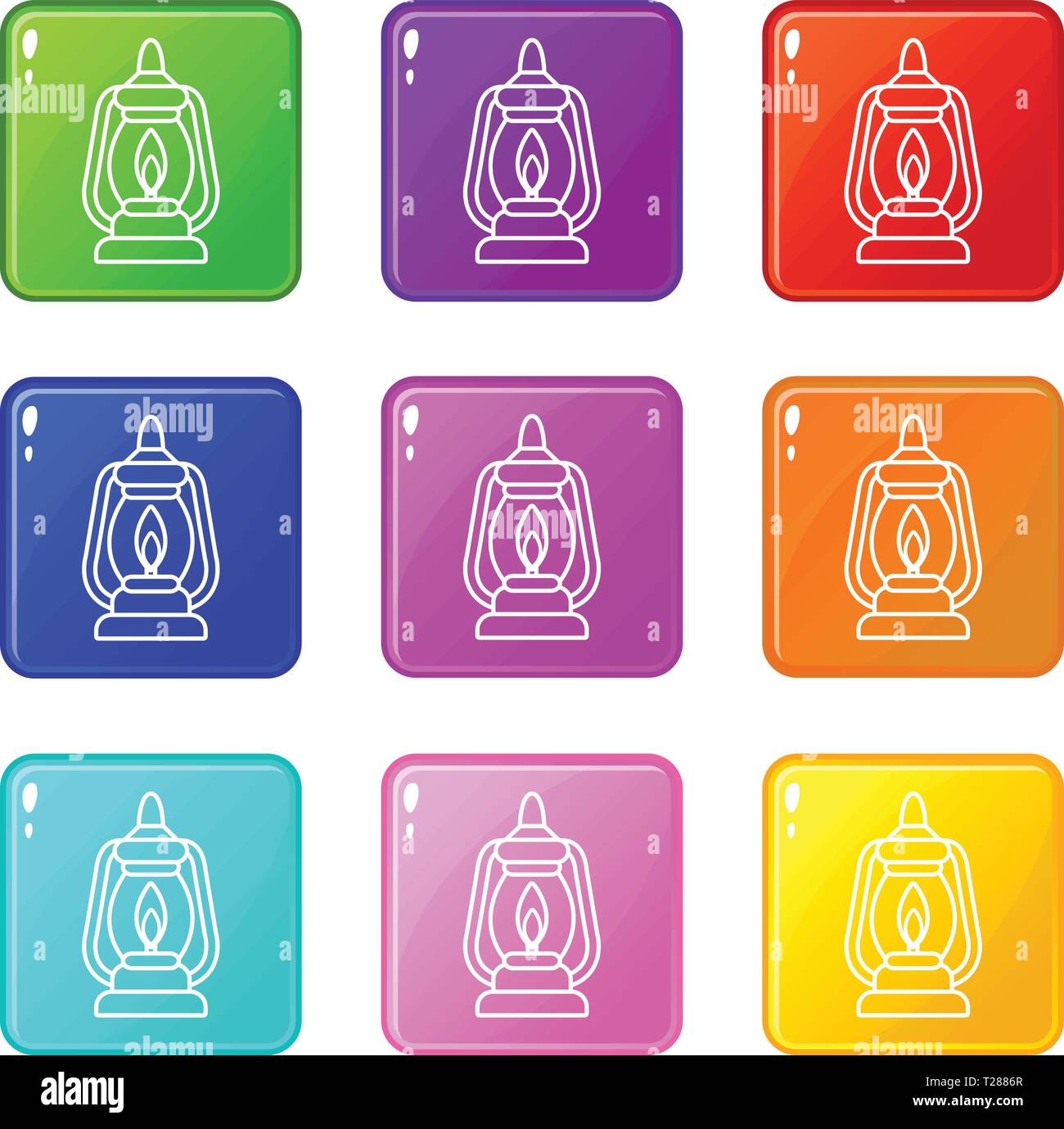 Lampe minière icons set 9 couleurs Illustration de Vecteur