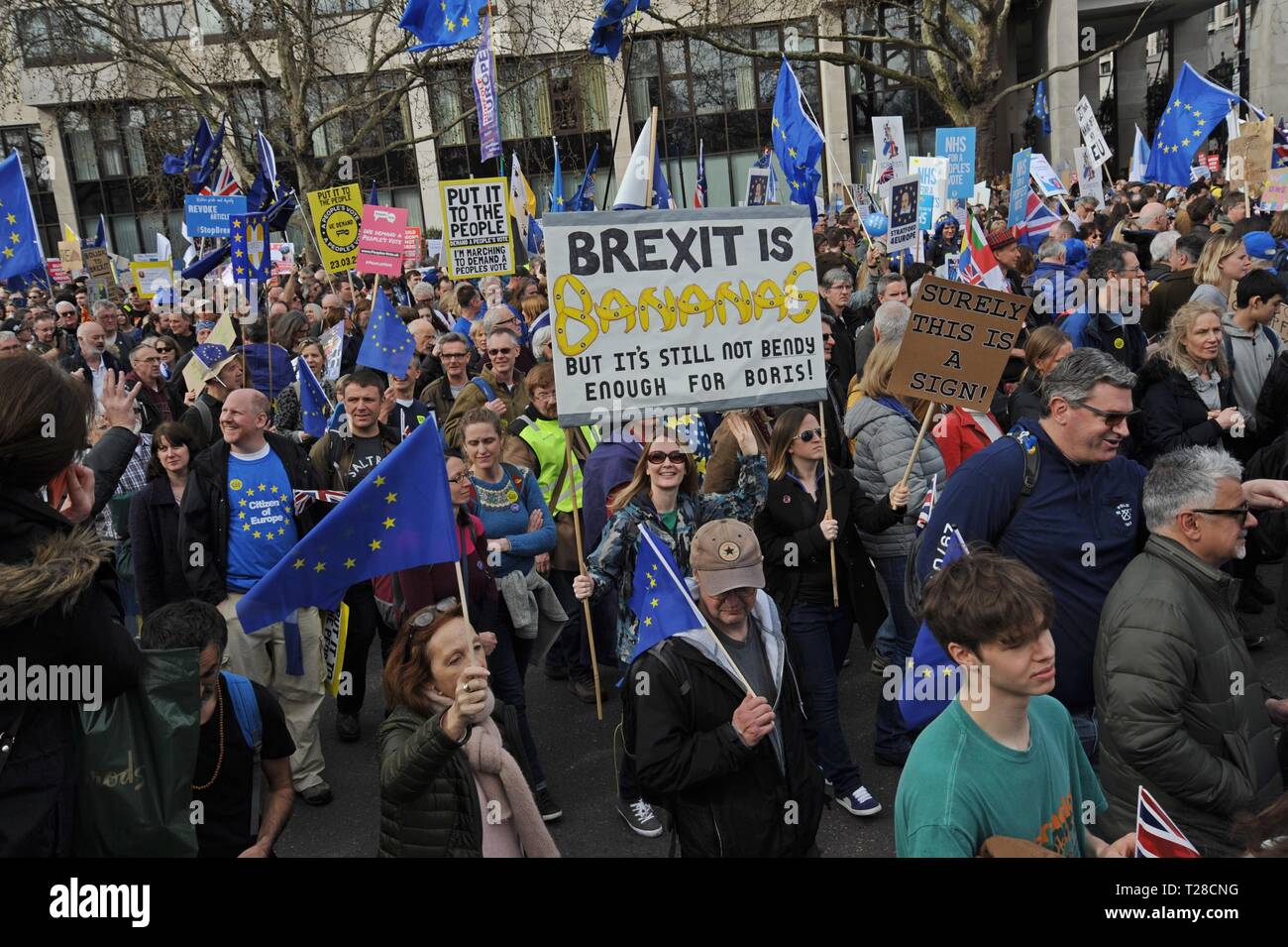 Londres, Royaume-Uni, 23 mars 2019. Un million de personnes estimé contre mars Brexit et à l'appui d'un second référendum sur l'adhésion à l'UE Banque D'Images