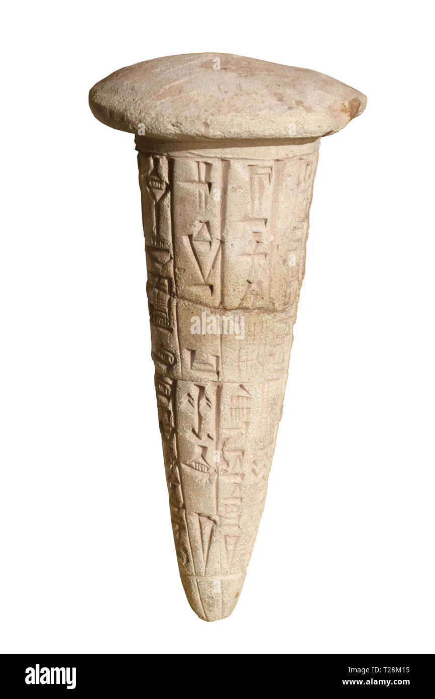 Clou de fondation du Temple de Nin-Girsu construit par Ur-Baba, Gouverneur de Lagash Banque D'Images