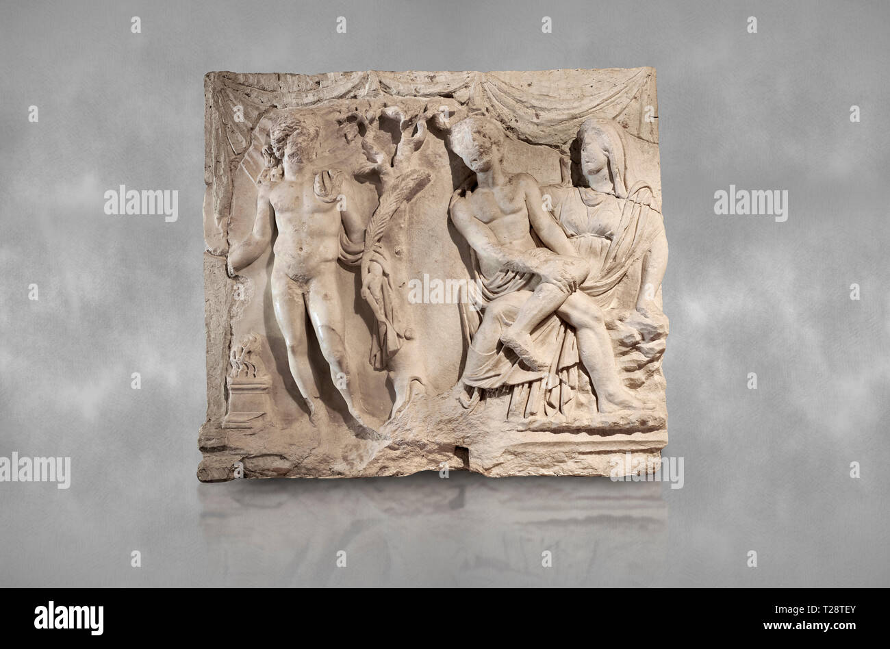 Sculpture relief romain du mythe d'Adonis. 2ème ANNONCE de siècle, romaine Hierapolis Theatre.. Musée Archéologique de Hierapolis, Turquie Banque D'Images