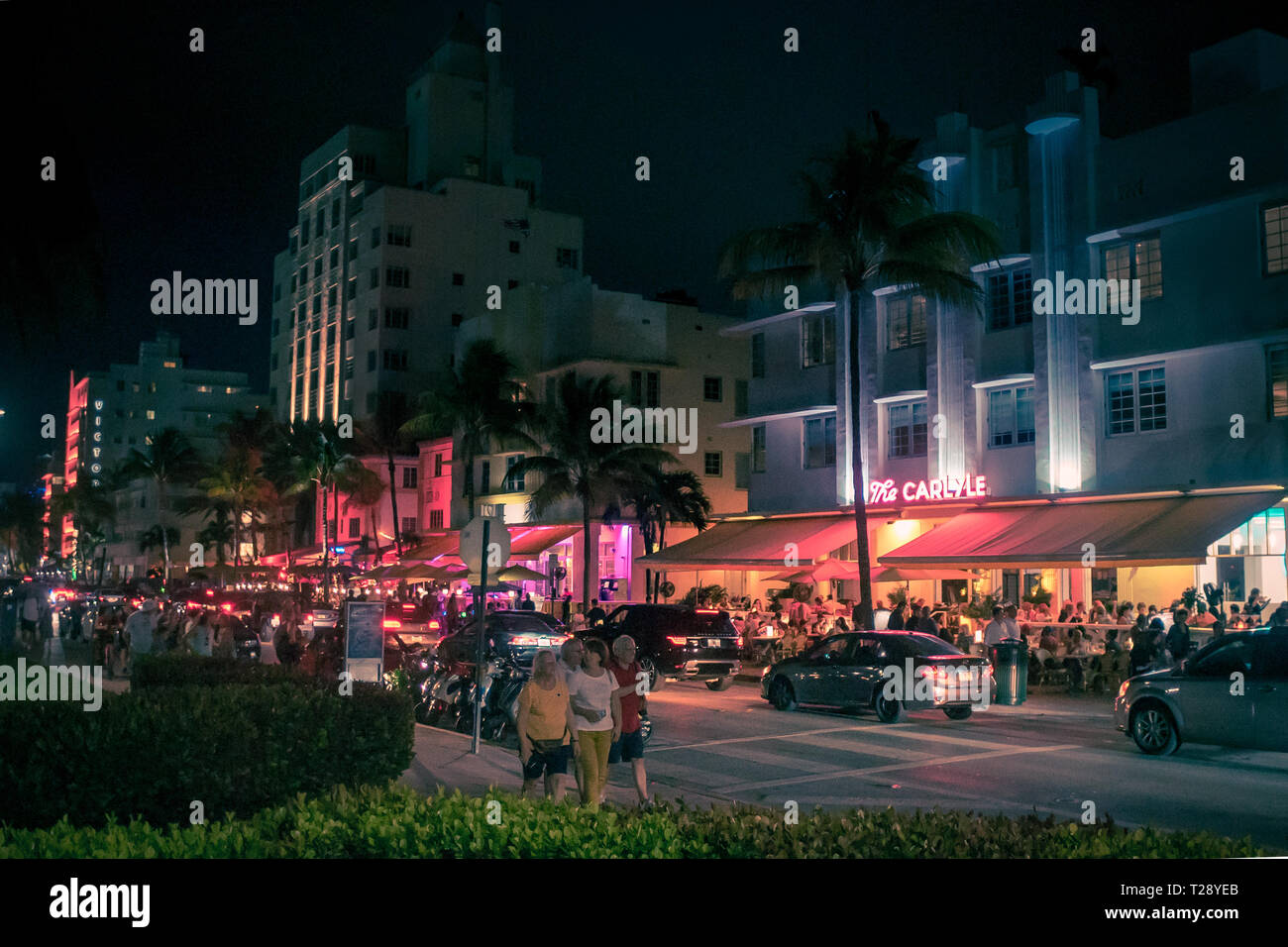 Scène d'Ocean Drive, Miami South Beach Banque D'Images