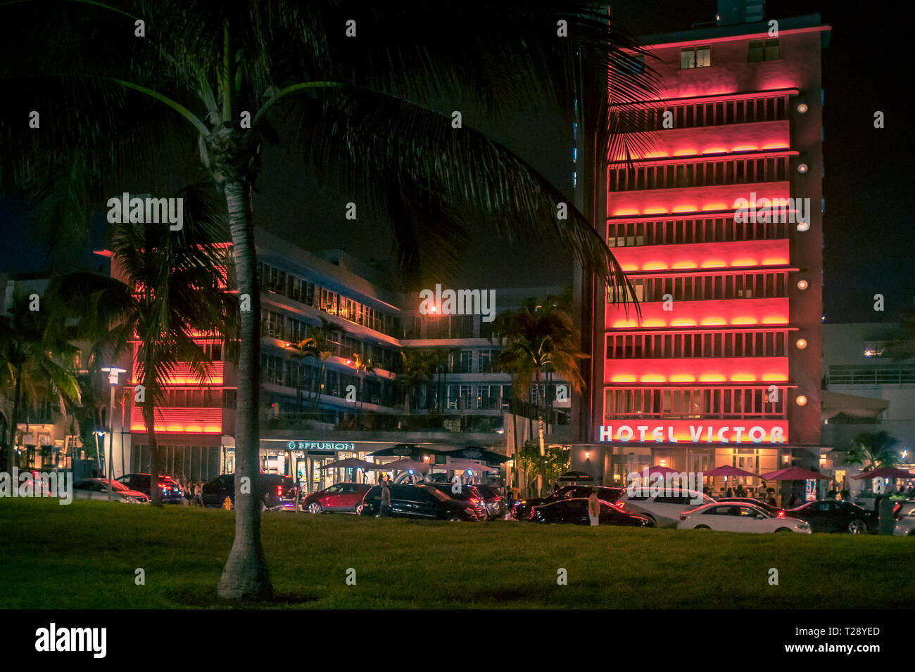 Scène d'Ocean Drive, Miami South Beach Banque D'Images
