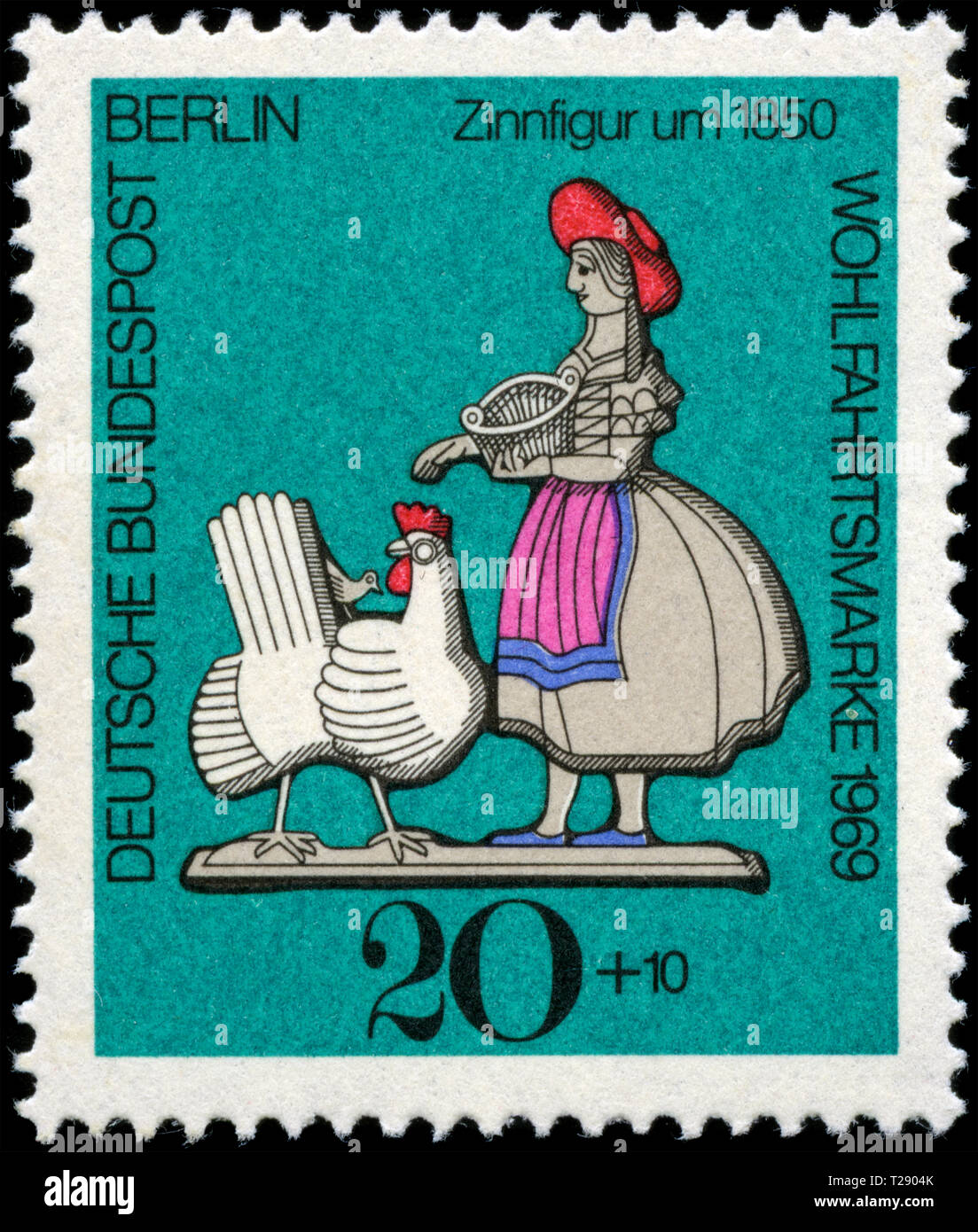 Les timbres de l'Allemagne dans le bien-être : Modèles en étain série émise en 1969 Banque D'Images