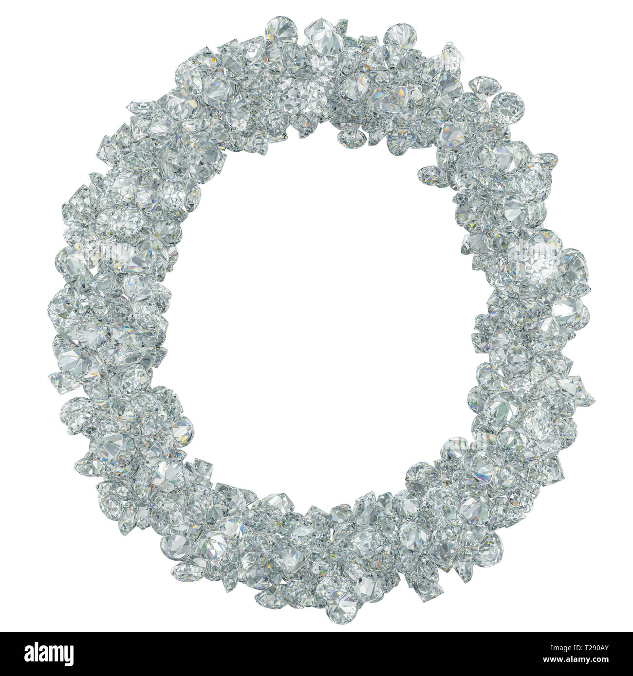 Police de diamants, la lettre O de diamants. Le rendu 3D isolé sur fond blanc Banque D'Images