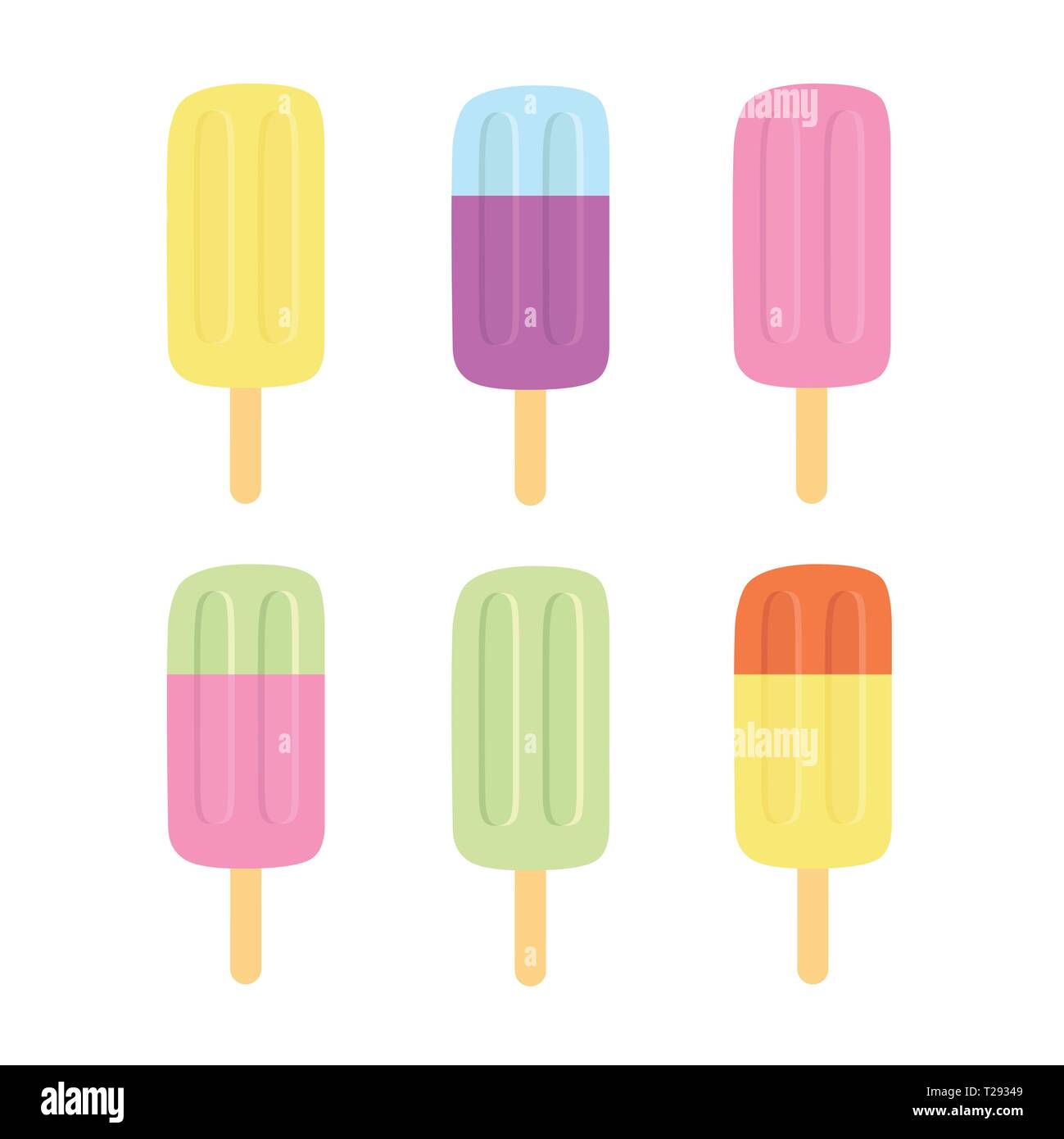 Ensemble de la crème glacée sur un bâton Illustration de Vecteur