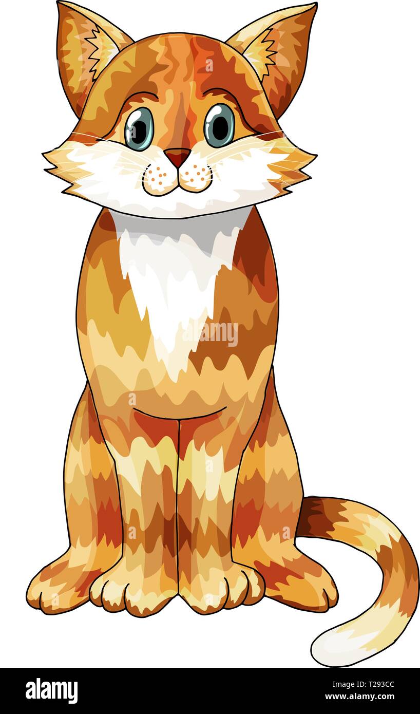 Happy Cute cat cartoon character. Hand drawn doodle couleur vector illustration Illustration de Vecteur
