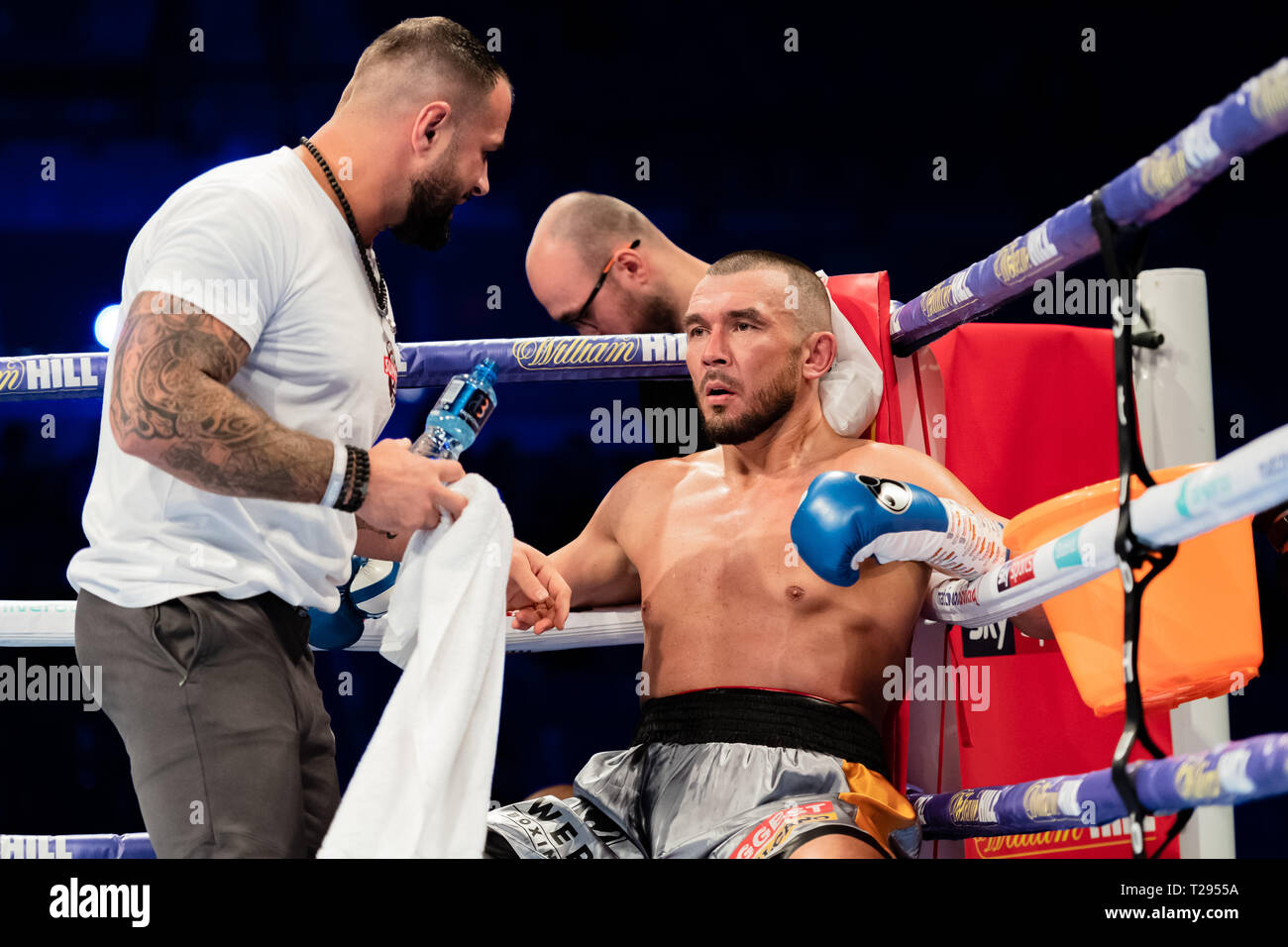 Liverpool, Royaume-Uni. 30 mars 2019. Craig Clover vs Vaclav Pejsar - Concours de Cruiserweight au cours de Liam Smith vs Sam Eggington - Super-Welterweight Silver WBC Champion à M&S Bank Arena le samedi 30 mars 2019. LIVERPOOL, en Angleterre. (Usage éditorial uniquement, licence requise pour un usage commercial. Aucune utilisation de pari, de jeux ou d'un seul club/ligue/dvd publications.) Crédit : Taka G Wu/Alamy News Banque D'Images