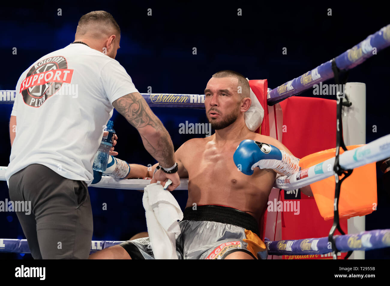 Liverpool, Royaume-Uni. 30 mars 2019. Craig Clover vs Vaclav Pejsar - Concours de Cruiserweight au cours de Liam Smith vs Sam Eggington - Super-Welterweight Silver WBC Champion à M&S Bank Arena le samedi 30 mars 2019. LIVERPOOL, en Angleterre. (Usage éditorial uniquement, licence requise pour un usage commercial. Aucune utilisation de pari, de jeux ou d'un seul club/ligue/dvd publications.) Crédit : Taka G Wu/Alamy News Banque D'Images