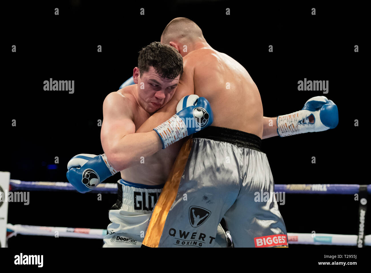 Liverpool, Royaume-Uni. 30 mars 2019. Craig Clover vs Vaclav Pejsar - Concours de Cruiserweight au cours de Liam Smith vs Sam Eggington - Super-Welterweight Silver WBC Champion à M&S Bank Arena le samedi 30 mars 2019. LIVERPOOL, en Angleterre. (Usage éditorial uniquement, licence requise pour un usage commercial. Aucune utilisation de pari, de jeux ou d'un seul club/ligue/dvd publications.) Crédit : Taka G Wu/Alamy News Banque D'Images