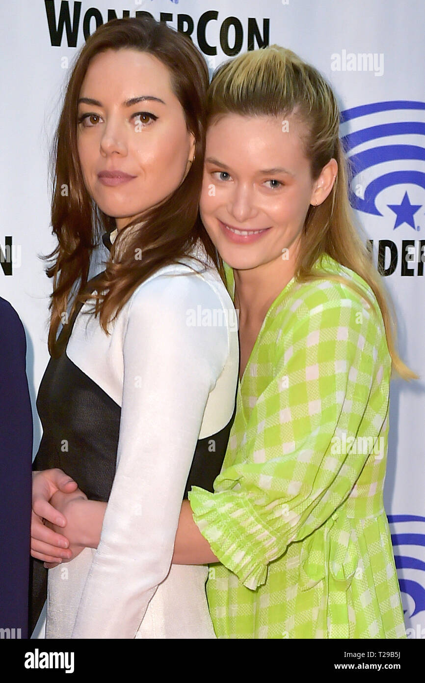 Aubrey Plaza et Rachel Keller au Photocall pour la série TV 'FX' la Légion à WonderCon 2019 à l'Anaheim Convention Center. Anaheim, 29.03.2019 | Le monde d'utilisation Banque D'Images