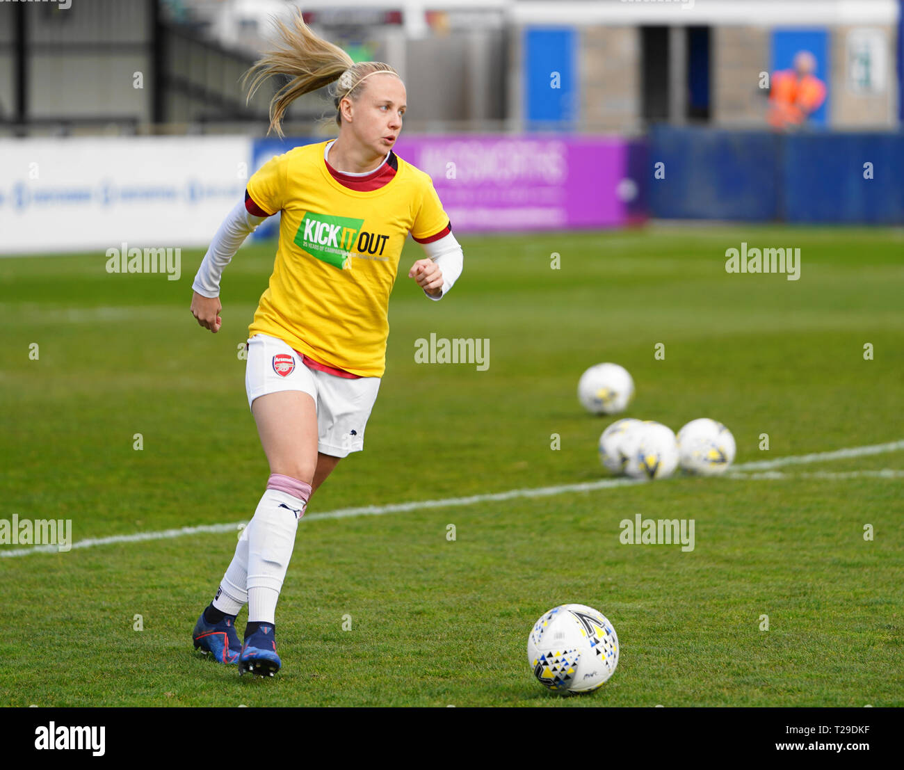 Solihull, Royaume-Uni. Mar 31, 2019. SOLIHULL, ANGLETERRE - 31 mars : Beth Mead d'Arsenal au cours de préchauffage avant la FA Women's Super League football match entre Birmingham City contre Arsenal femmes Femmes à Solihull Moors FC, Damson Park le 31 mars 2019 à Solihull, Angleterre. Action Crédit : Foto Sport/Alamy Live News Banque D'Images