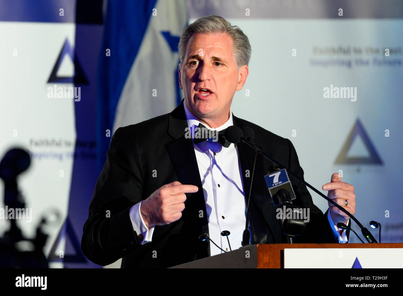 New York, USA. Mar 31, 2019. Représentant américain Kevin McCarthy au Conseil national des jeunes Gala Israël dans la ville de New York. Credit : SOPA/Alamy Images Limited Live News Banque D'Images