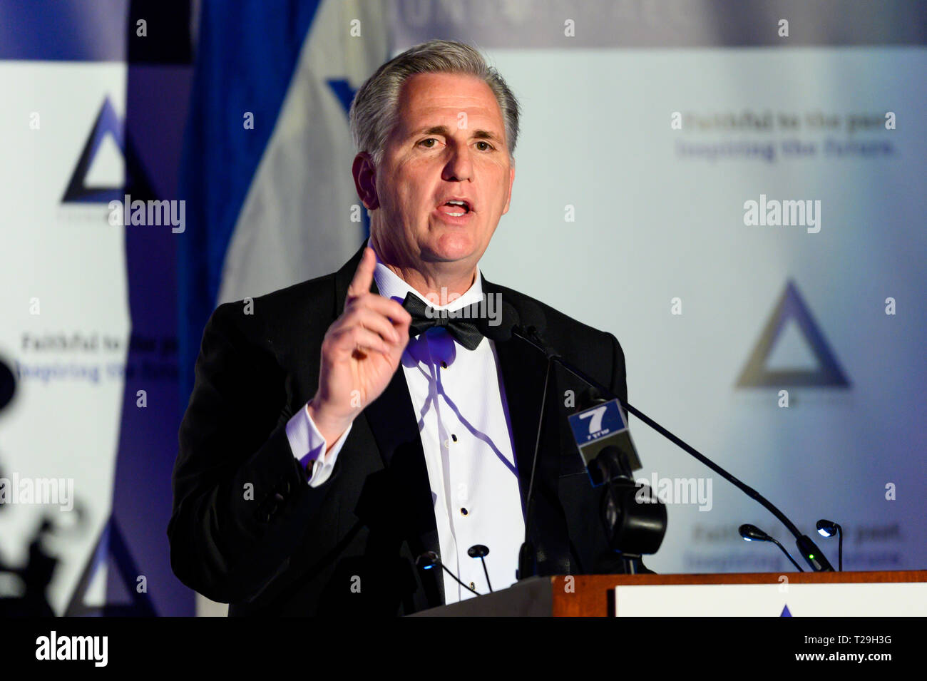 New York, USA. Mar 31, 2019. Représentant américain Kevin McCarthy au Conseil national des jeunes Gala Israël dans la ville de New York. Credit : SOPA/Alamy Images Limited Live News Banque D'Images