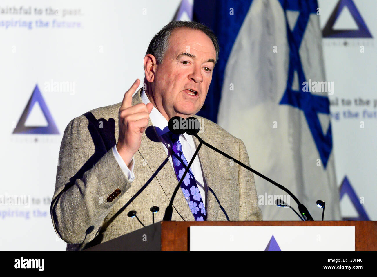 New York, USA. Mar 31, 2019. Ancien gouverneur de l'Arkansas Mike Huckabee au Conseil national des jeunes Gala Israël dans la ville de New York. Credit : SOPA/Alamy Images Limited Live News Banque D'Images