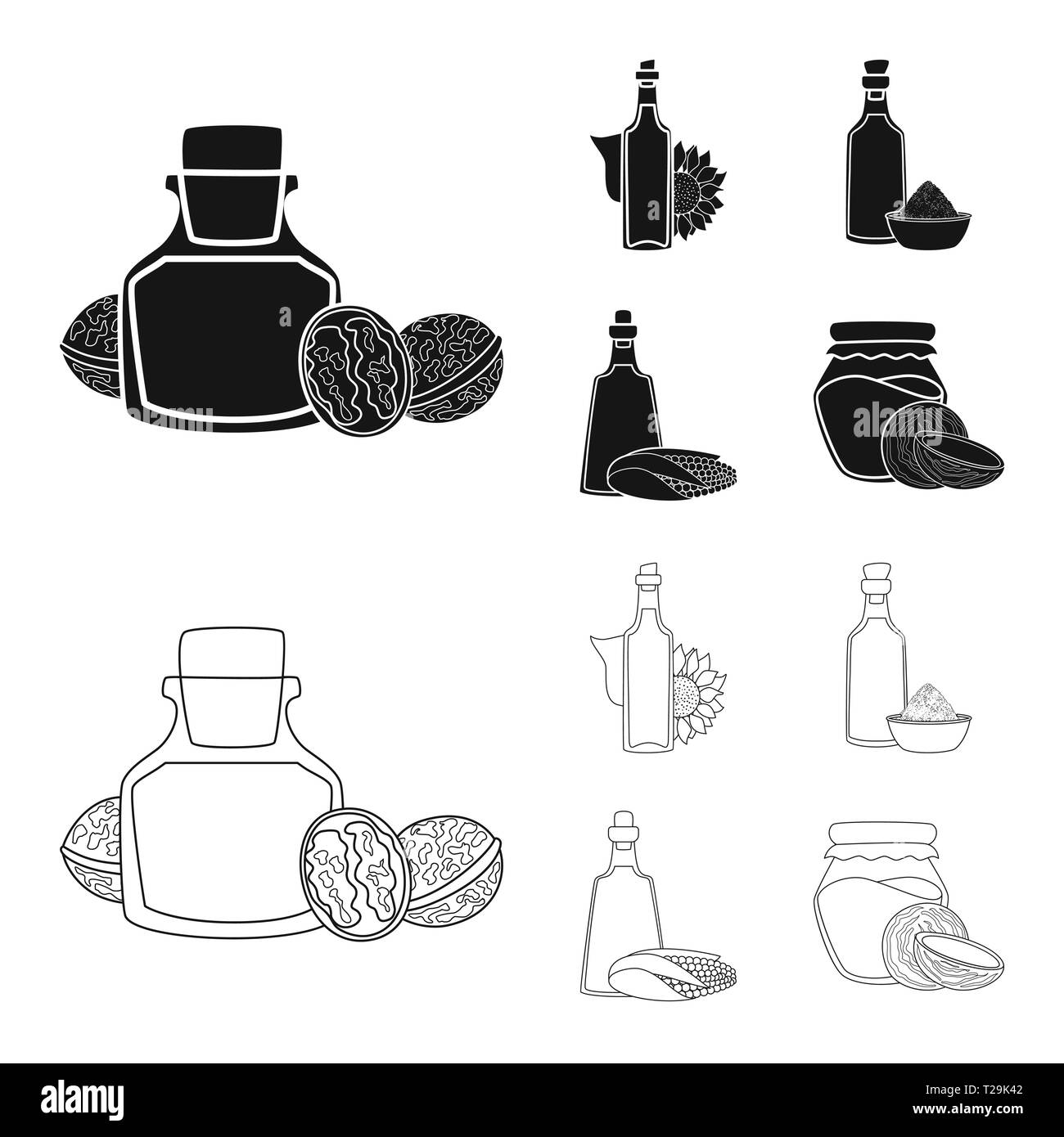 ,Tournesol,noyer,sésame,maïs,noix de coco,alimentaire,semences bio, lait, sun,vitamine,froid,biodiesel m,enfoncé,usine,produits,naturel,core | ferme,fleurs,fruits,liquide,DE,lambris,nature,esthétique,la composition,condiments,cuisine,sain,bol de légumes,huile,agriculture,bouteille,verre,Culture,,nutrition,produits biologiques,set,icône,,illustration,collection,isolé,design,graphisme,élément vecteur vecteurs,signer , Illustration de Vecteur