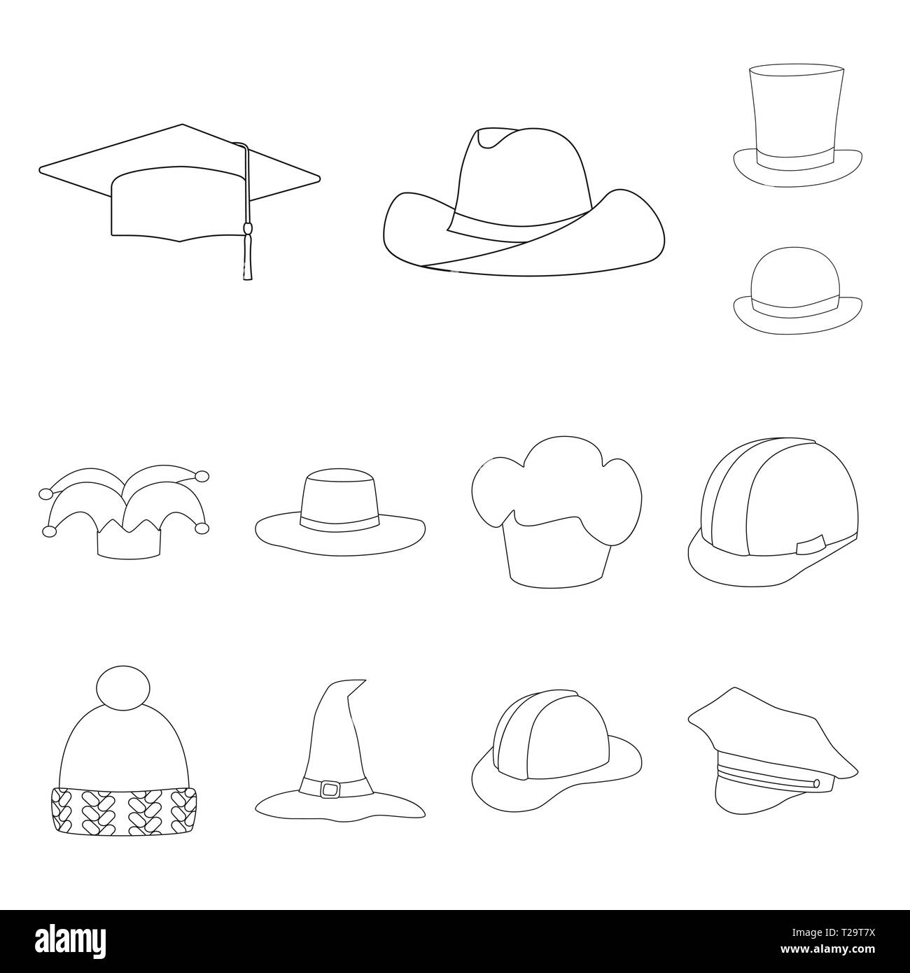 Vector design de coiffures et napper signe. Ensemble de couvre-chef et le casque, symbole de l'action pour le web. Illustration de Vecteur