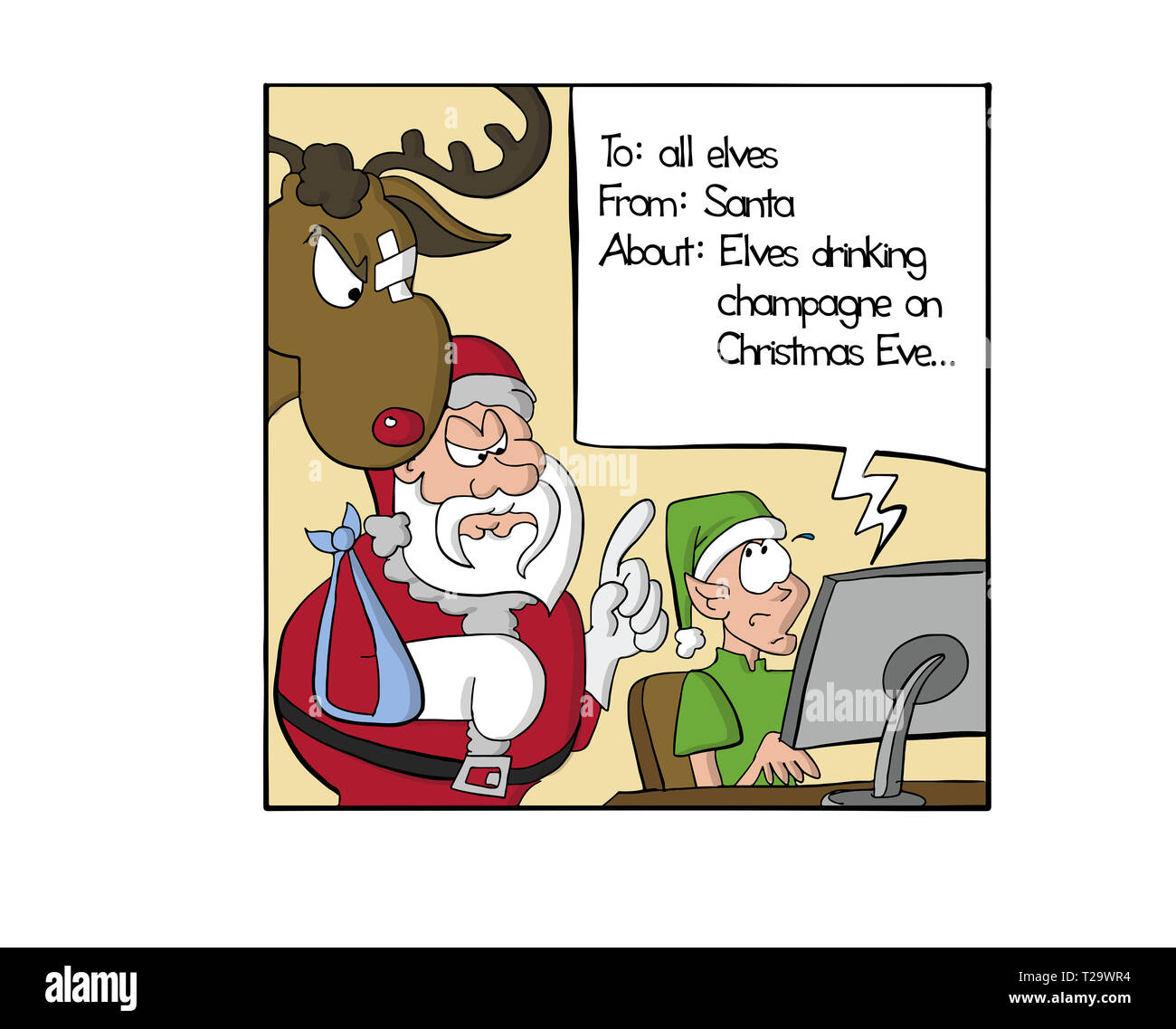 Avec les elfes en colère Santa Banque D'Images