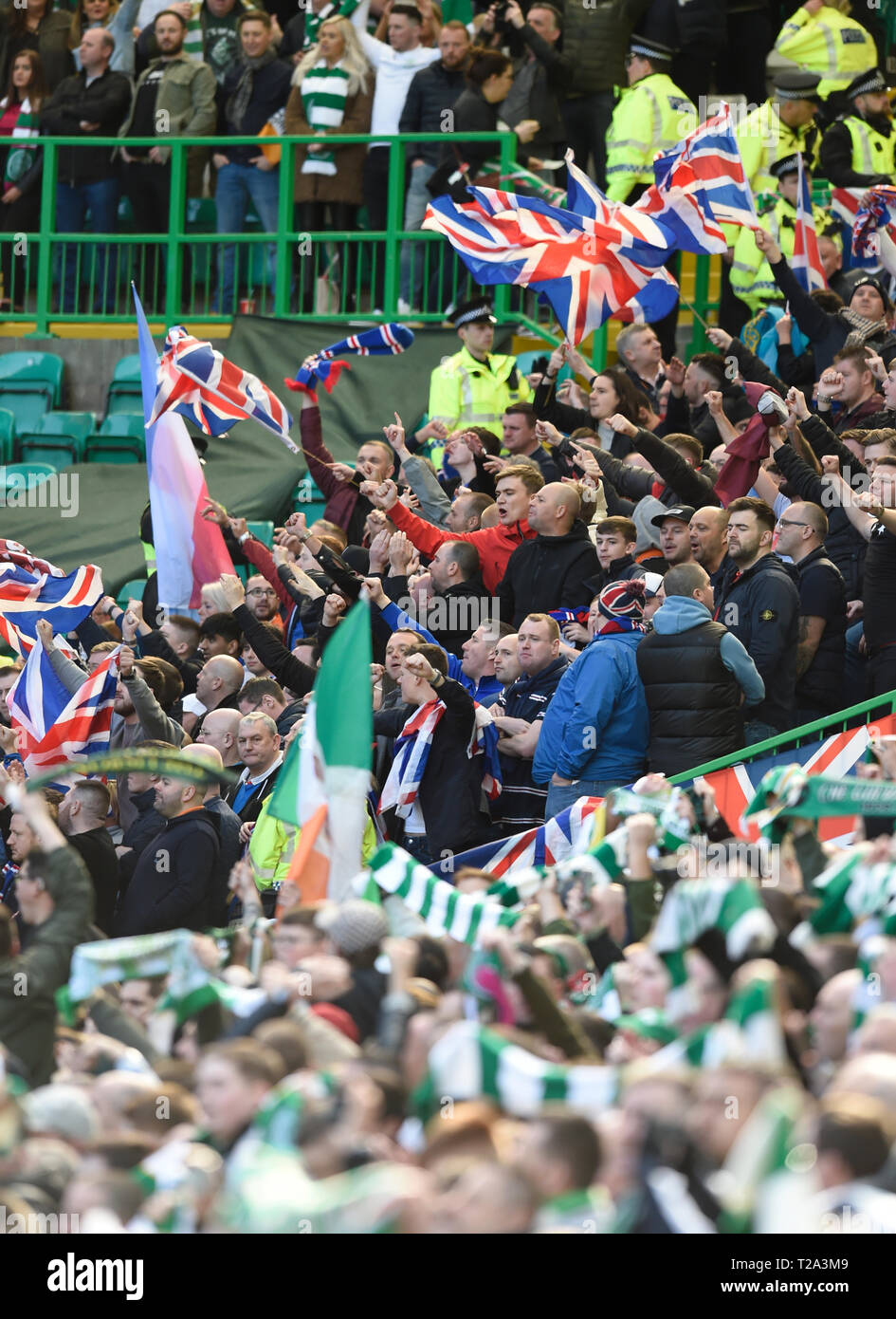 L'angle de l'exploitation du stade les Rangers lors de la Scottish Premiership match Ladbrokes au Celtic Park, Glasgow. Banque D'Images