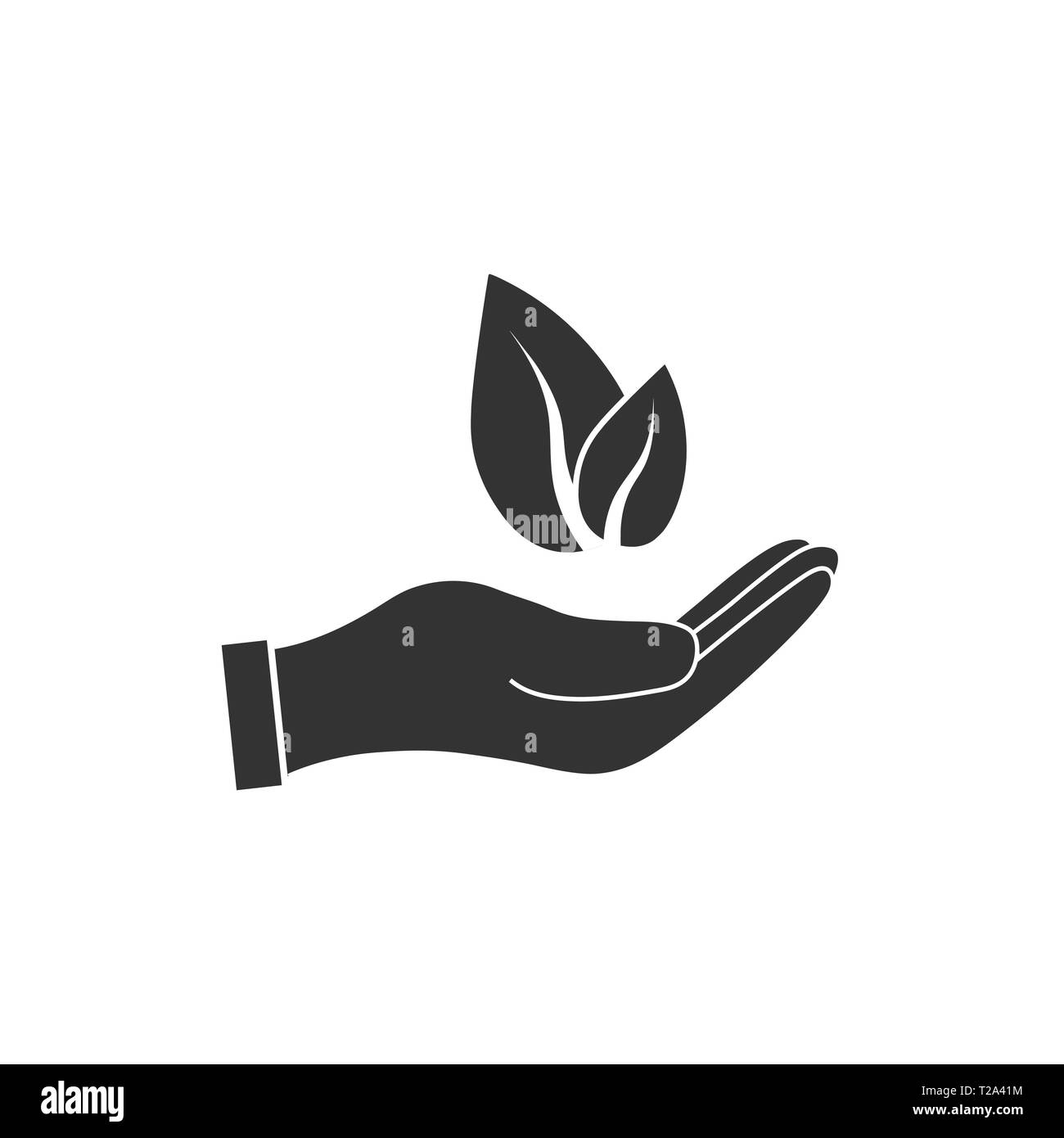 Dans des feuilles des plantes icône main télévision Illustration de Vecteur