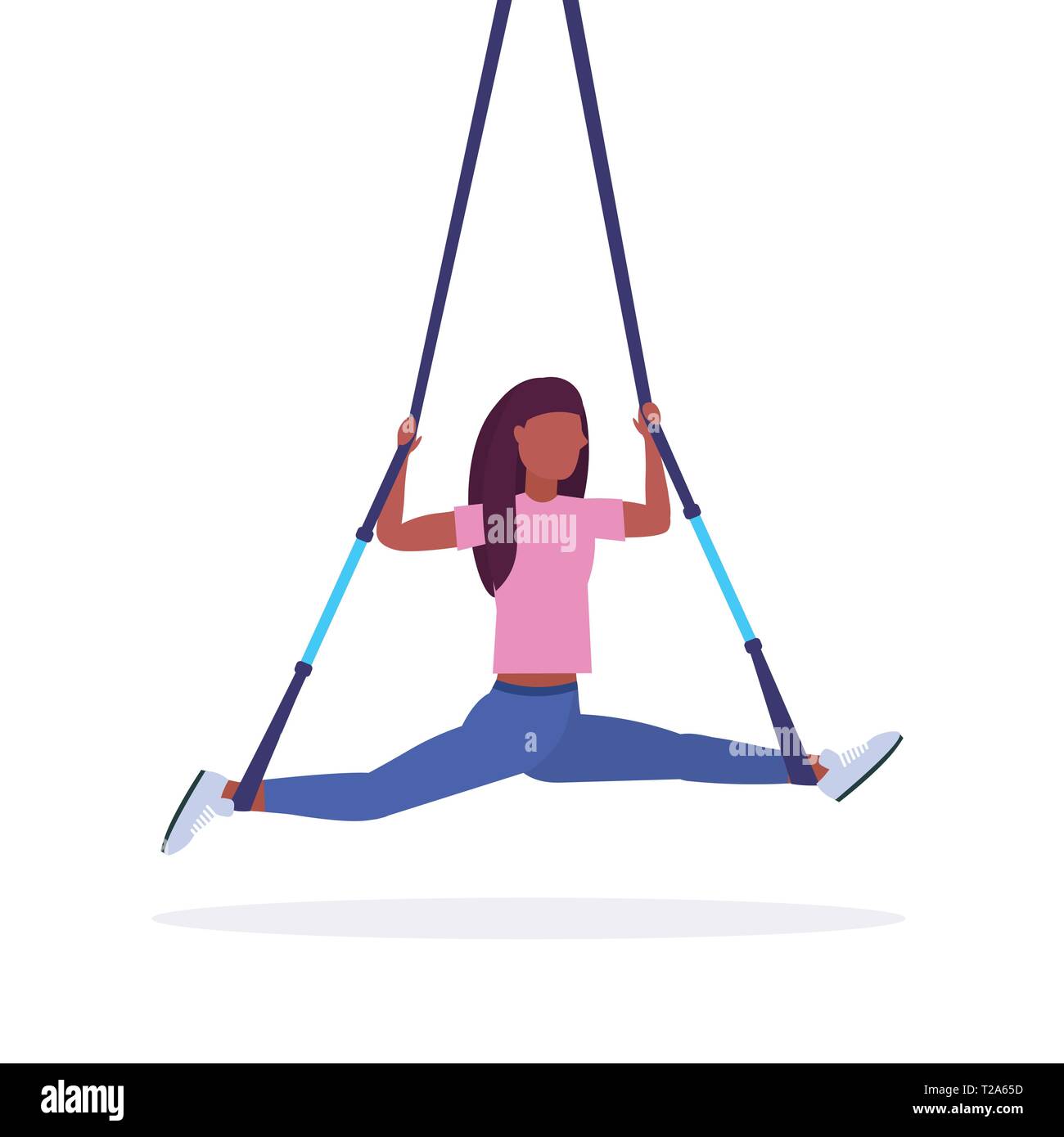 Femme sportive faisant des exercices de groupes avec la suspension sangles fitness corde élastique african american girl en formation cardio- Séance d'entraînement Crossfit gym concept Illustration de Vecteur