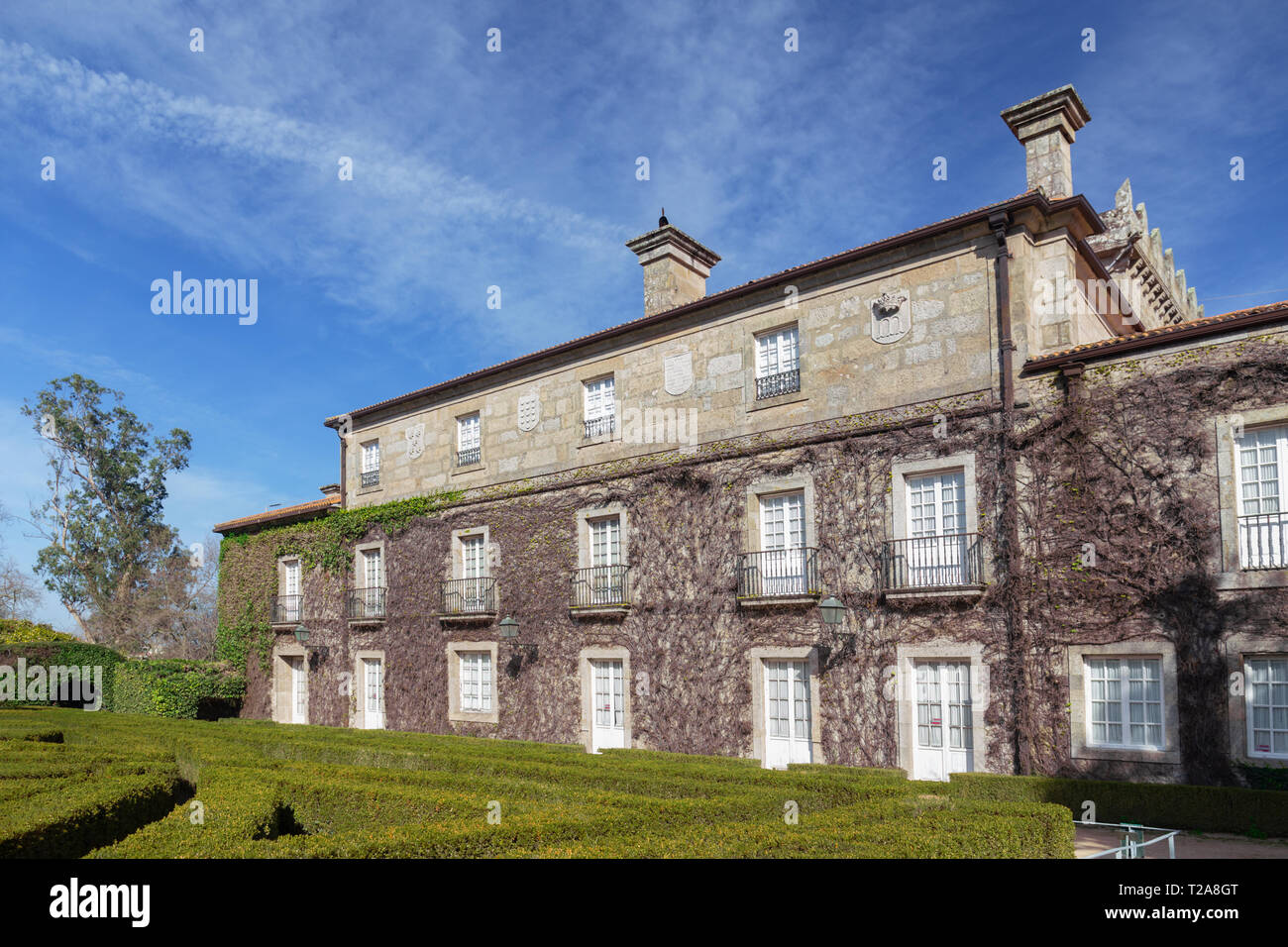 Le Pazo QuiÃ±ceux de LeÃ³n, est située à l'intérieur de la Castiglione de Castrelos park, sur les rives du fleuve Lagares. C'est l'un de l'arche Banque D'Images