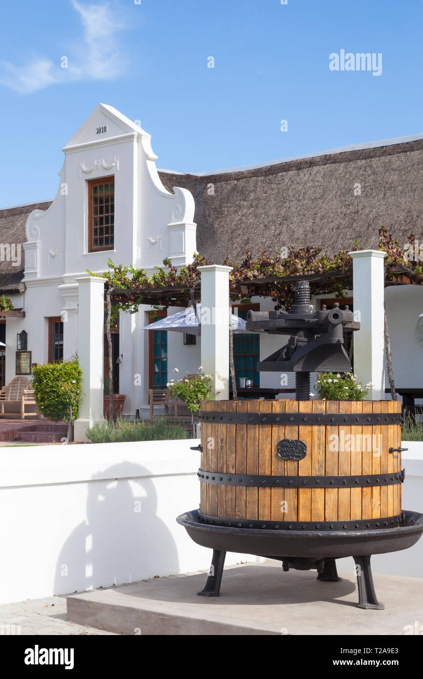 Bon courage Wine Estate, Robertson Wine Valley, Route 62, Western Cape Winelands, Afrique du Sud. 1818 Homestead historique hollandais du Cap, lieu tsating vin Banque D'Images
