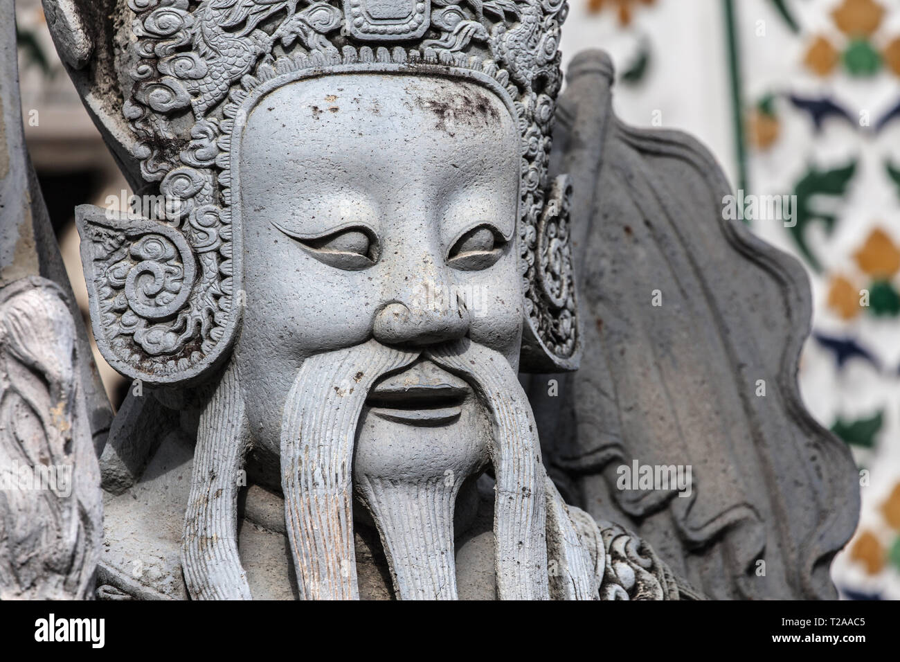 Statue de soldat chinois au Wat Arun, Bangkok, Thaïlande. Banque D'Images