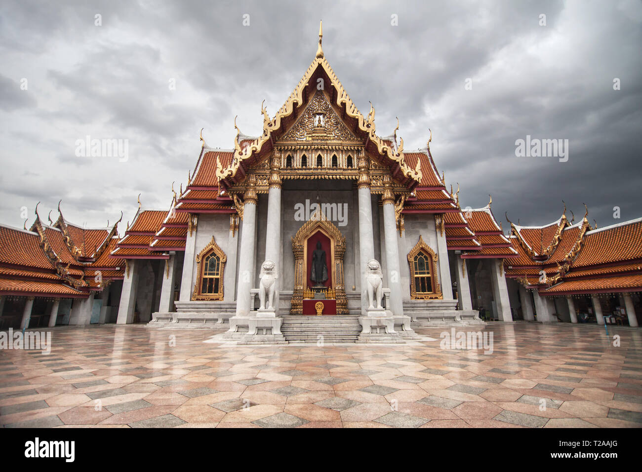 Le Temple de marbre de Bangkok, Thaïlande. Banque D'Images