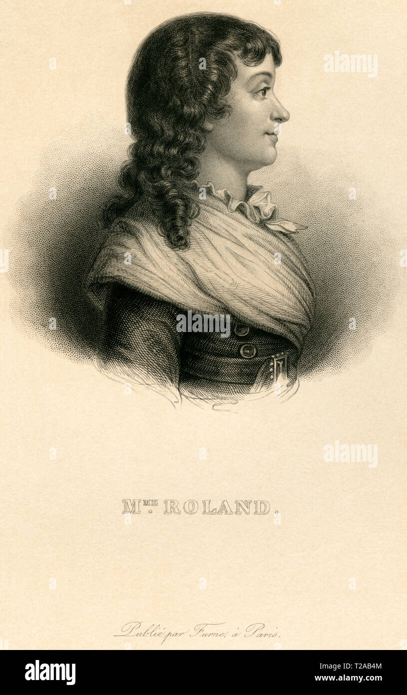Europa, Frankreich, Paris, Madame Roland, Ehefrau von Jean Marie Roland de la platière, Kupferstich , wahrscheinlich 1810er Jahre - 1830er Jahre , son Banque D'Images