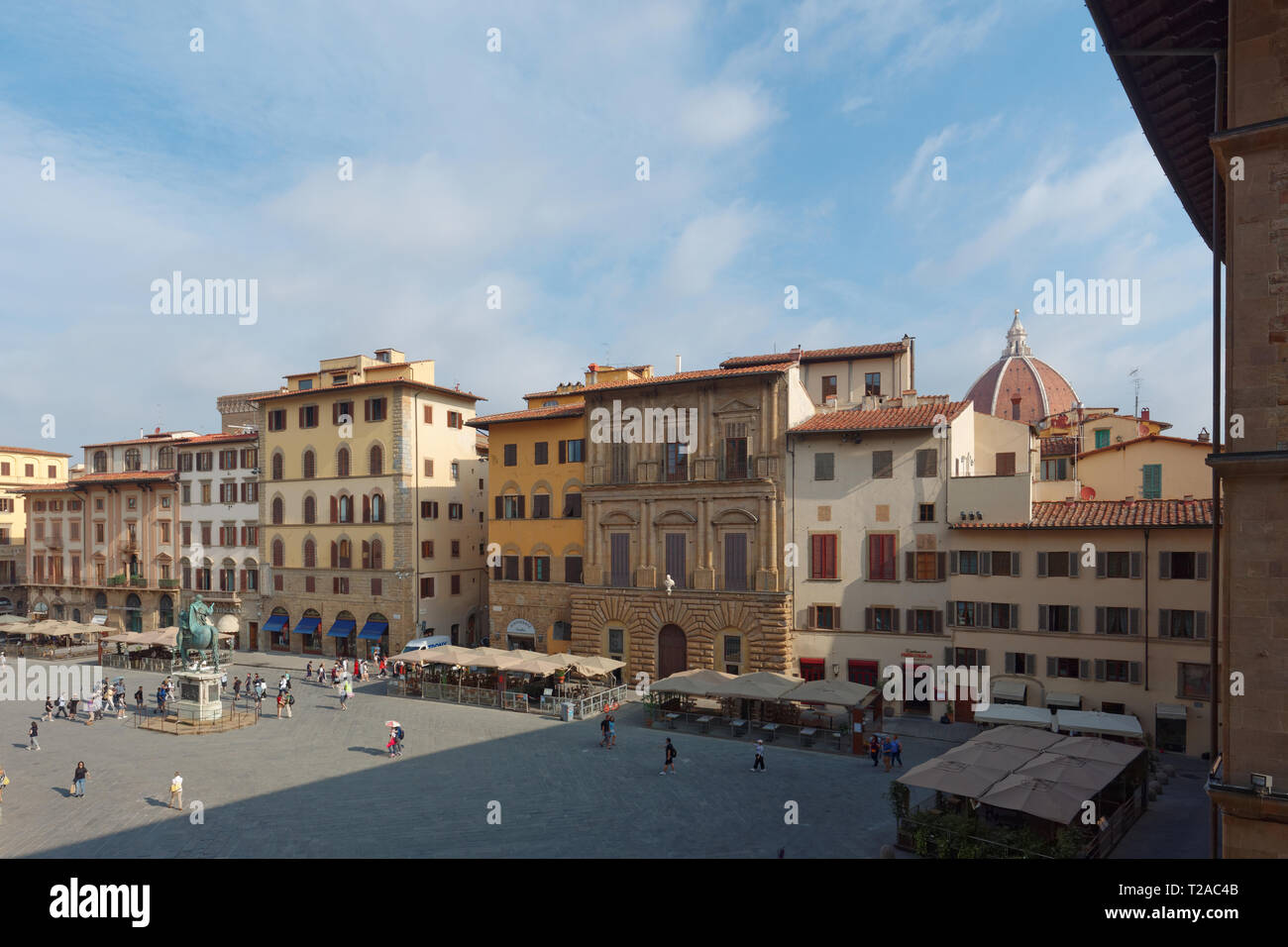 Florence, Italie - 10 août 2018 : les gens sur la Piazza della Signoria en une journée d'été. Le centre historique de Florence est répertorié comme l'UNESCO W Banque D'Images