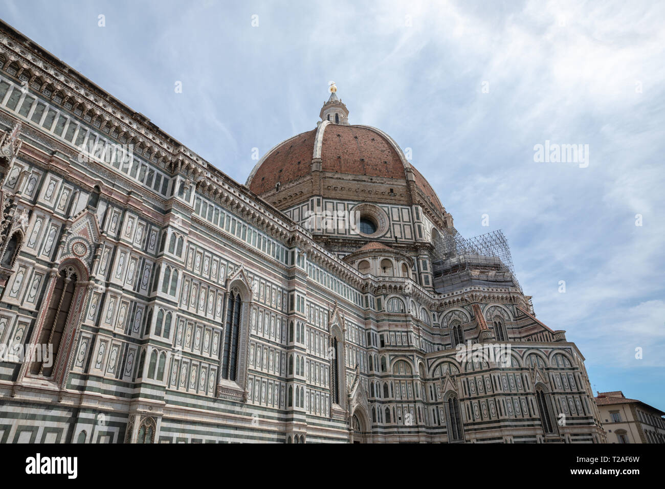 Florence, Italie - 24 juin 2018 : vue panoramique de Cattedrale di Santa Maria del Fiore (Cathédrale de Sainte Marie de la fleur) et le campanile de Giotto. Banque D'Images