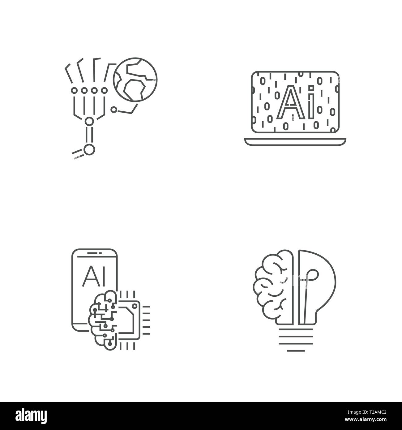 La technologie numérique icons set. AI, IoT, Hi-Tech concept. Avc. modifiable EPS 10 Illustration de Vecteur