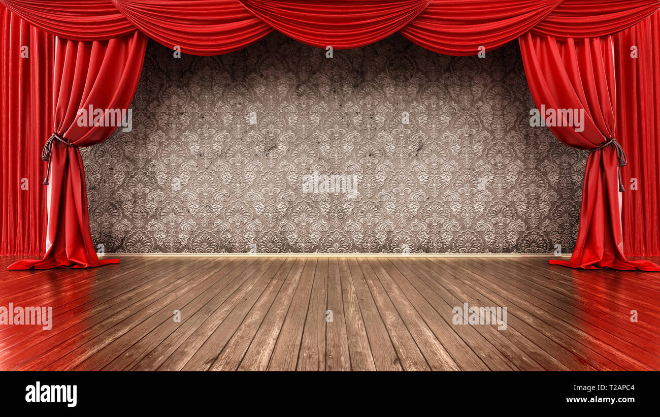 Scene De Theatre Avec Rideau Rouge Et Parquet Au Sol 3d Illustration Photo Stock Alamy Scene De Theatre Avec Rideau Rouge Et Parquet Au Sol 3d Illustration Photo Stock Alamy