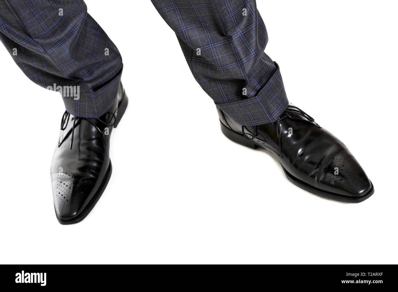 chaussures, mode, hommes, propre, soin, noir, classique, jambe, pied, cuir, studio, lacets, correct, style de vie, homme, marches, marche, temps de danse, Banque D'Images