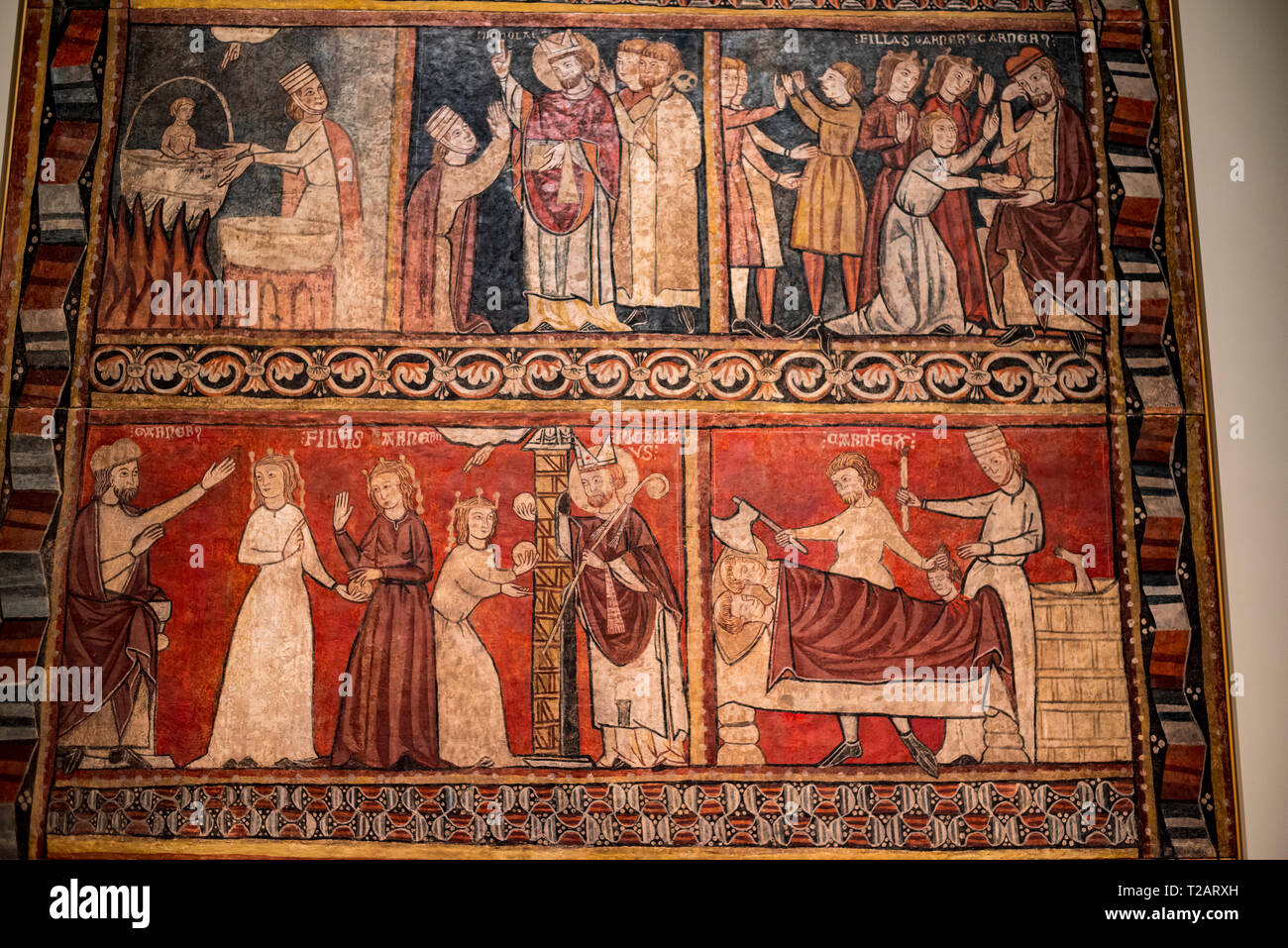 L'art gothique médiévale dans le Musée National d'Art de Catalogne.Deuxième maître de Bierge, scènes de la vie de Saint Nicolas (fin du xiiie siècle) Banque D'Images