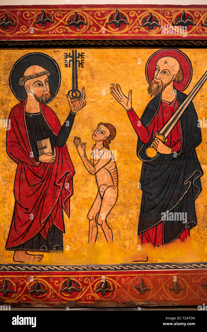 L'art gothique médiévale dans le Musée National d'Art de Catalogne, Barcelone, Espagne.anonymous catalan. Banque D'Images