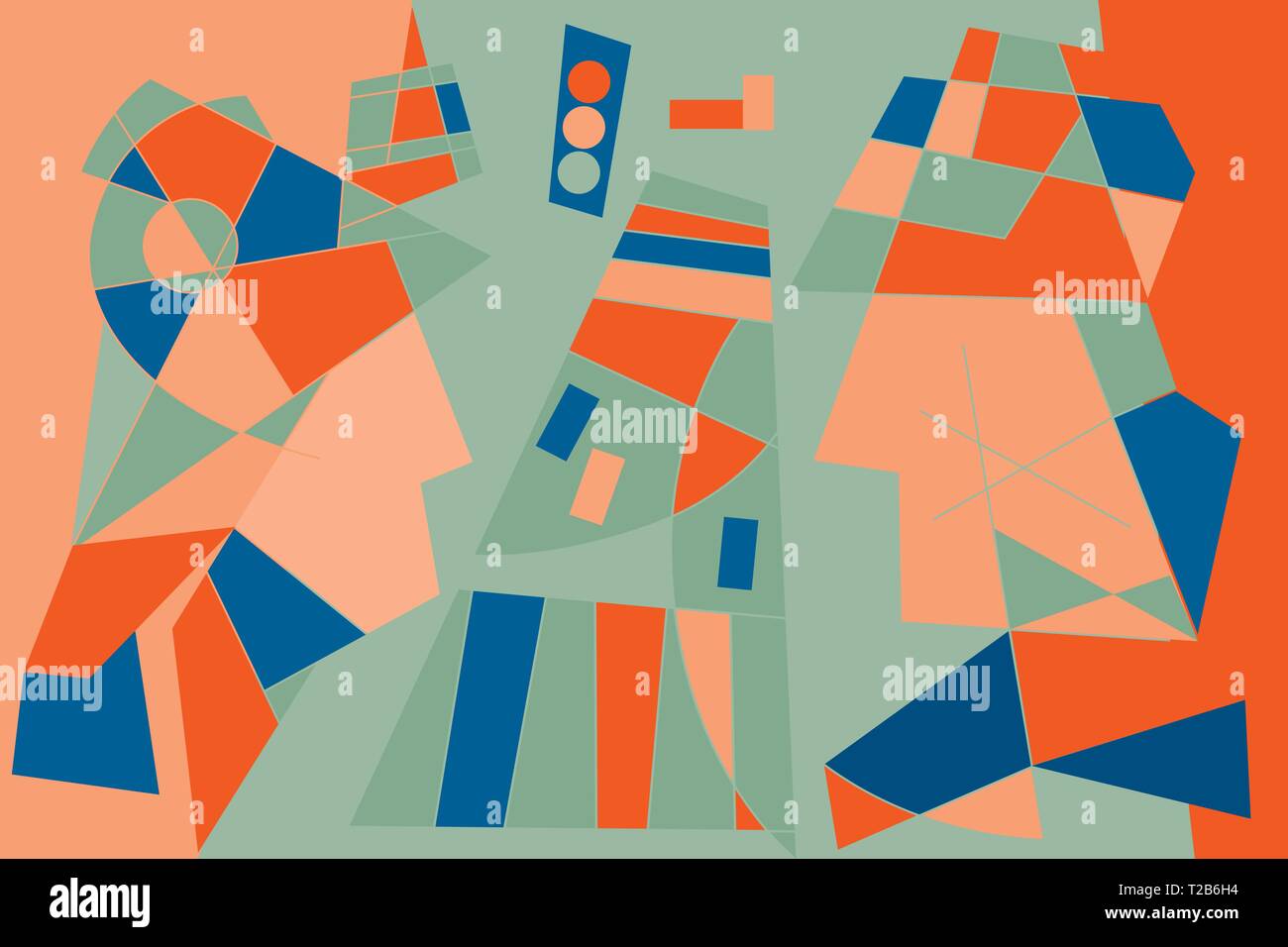 Relation des hommes et femmes. Image abstraite d'un homme et une femme sur l'arrière-plan de la ville road Illustration de Vecteur