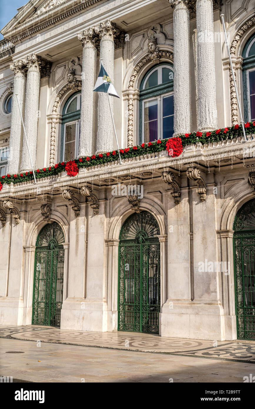 Lisbon City Hall néoclassique (Pacos do Concelho de Lisboa) est le bâtiment, situé sur la place de la municipalité Banque D'Images