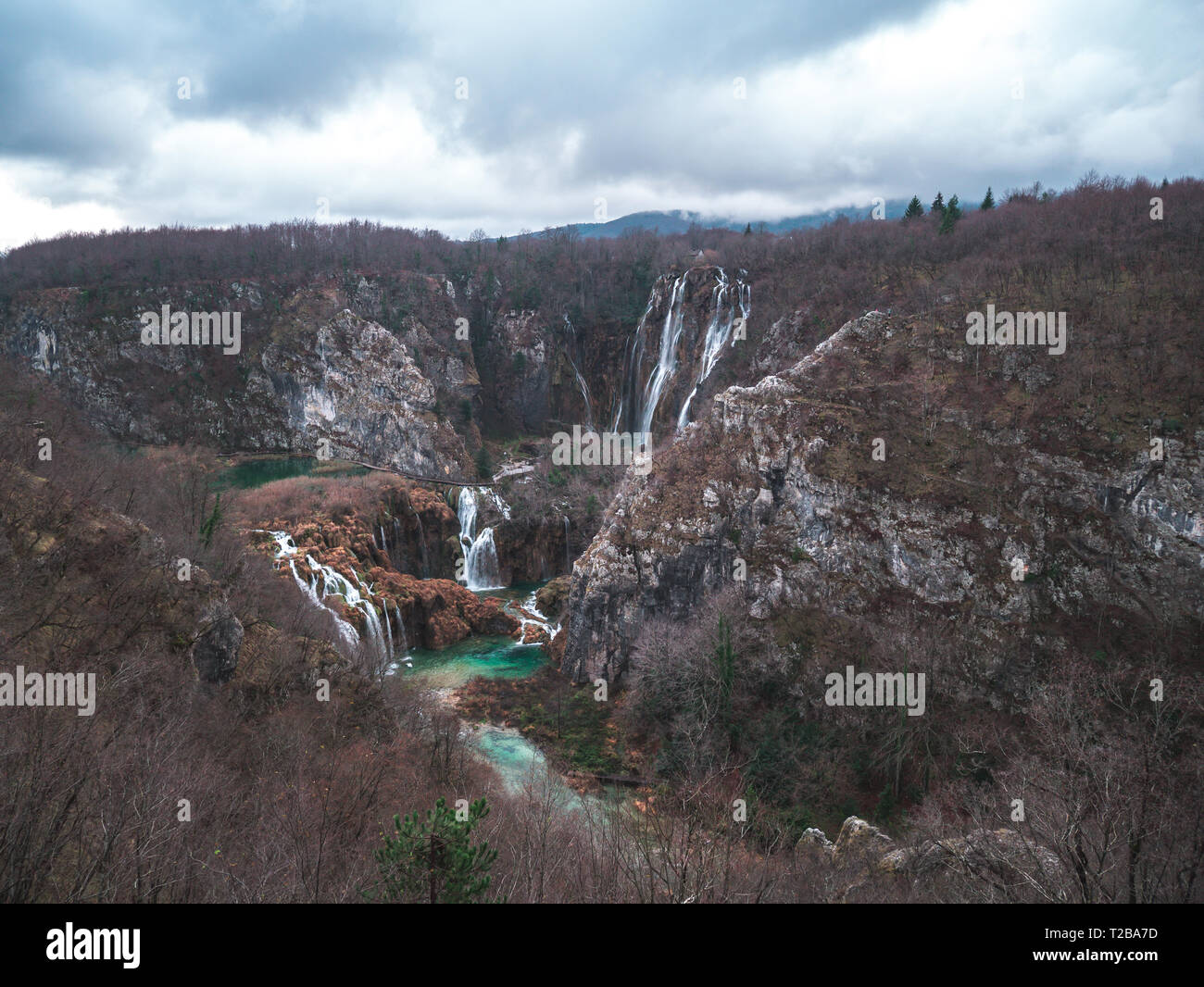 Scène paysage de parc national des lacs de Plitvice en Croatie Banque D'Images