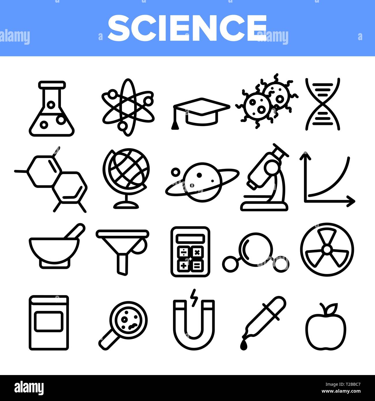 L'icône de la ligne de la science vecteur. Silhouette graphique d'analyse. Laboratoire des sciences des icônes. Contours minces Illustration Web Illustration de Vecteur