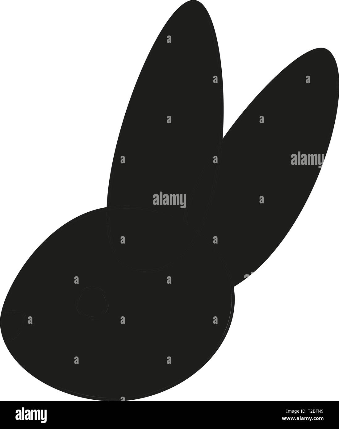 Tête de lapin noir et blanc silhouette Vue de côté Illustration de Vecteur