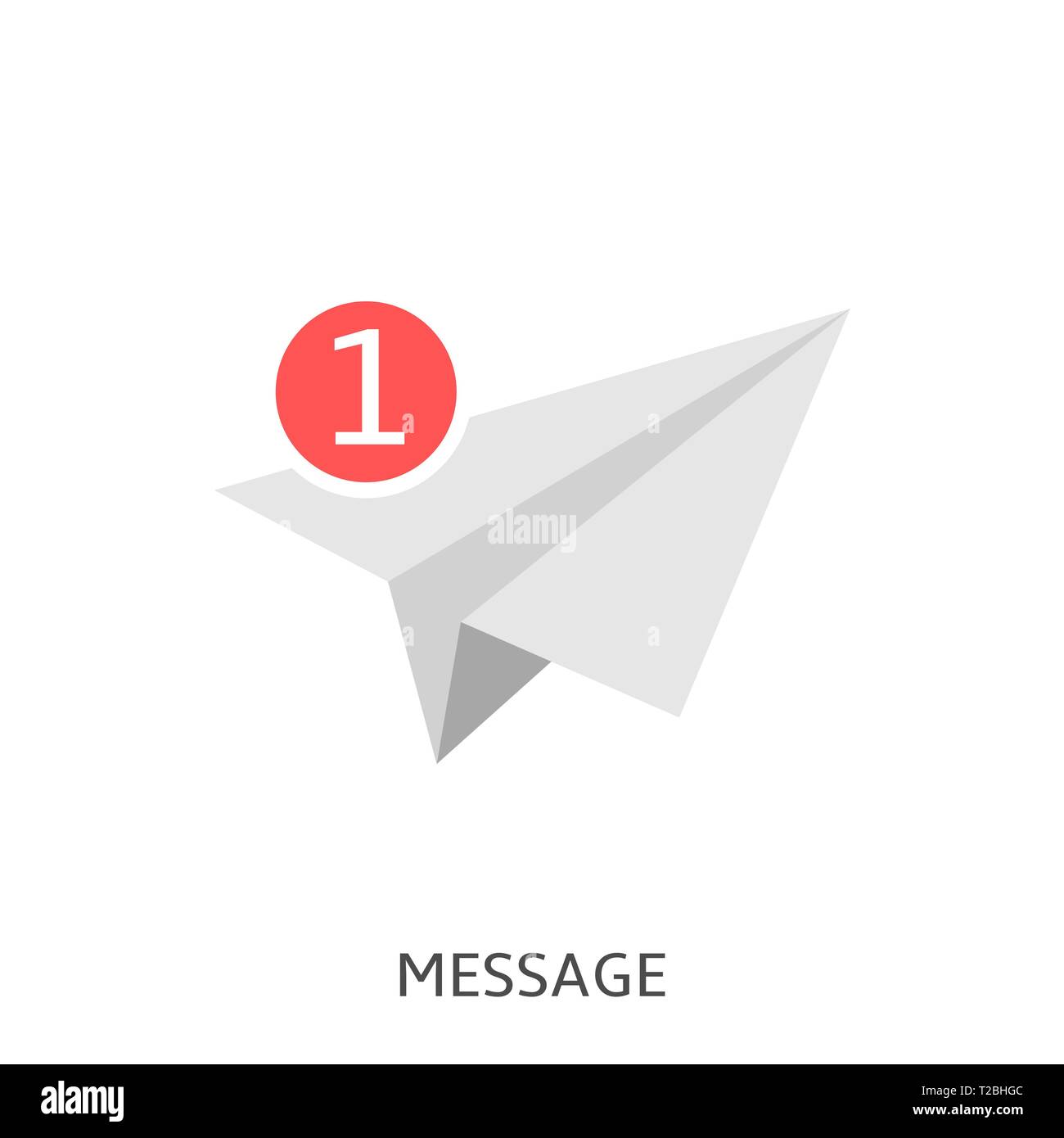 Message. Avion en papier icône lettre message Vector illustration Illustration de Vecteur