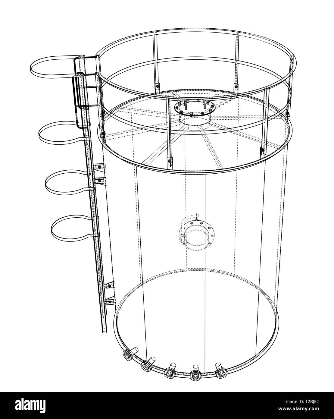 Les grandes lignes du réservoir d'huile. Le rendu 3D de vecteur Illustration de Vecteur