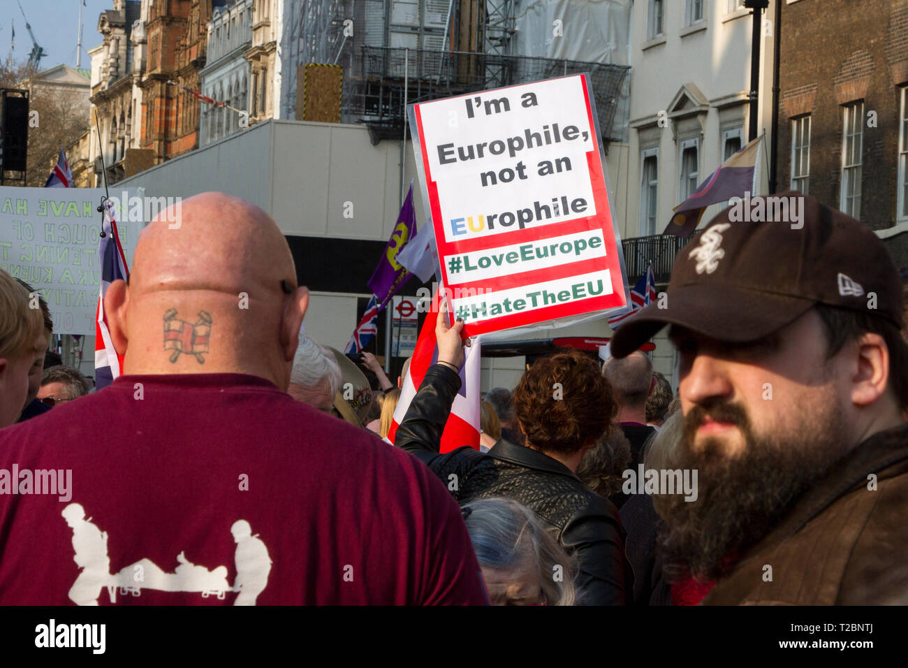 29 mars 2019 Le jour où l'Angleterre avait pour but de permettre à l'UE. Quitter signifie quitter avec UKip ont organisé des rassemblements près de Parlement, London Banque D'Images