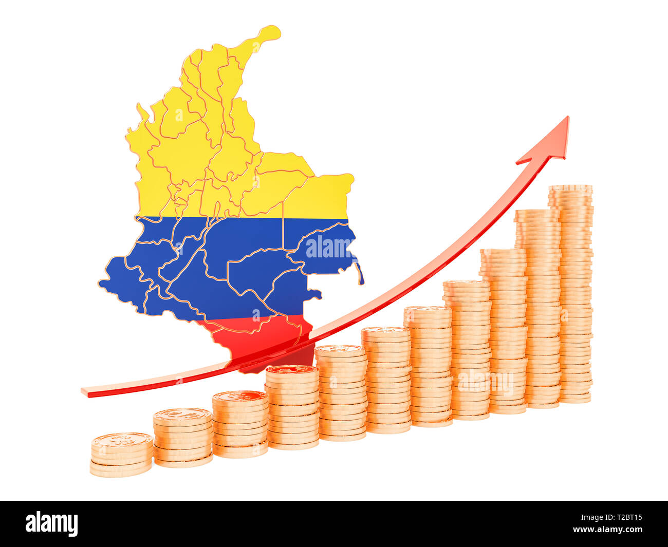 La croissance économique en Colombie-Britannique, rendu 3D concept isolé sur fond blanc Banque D'Images
