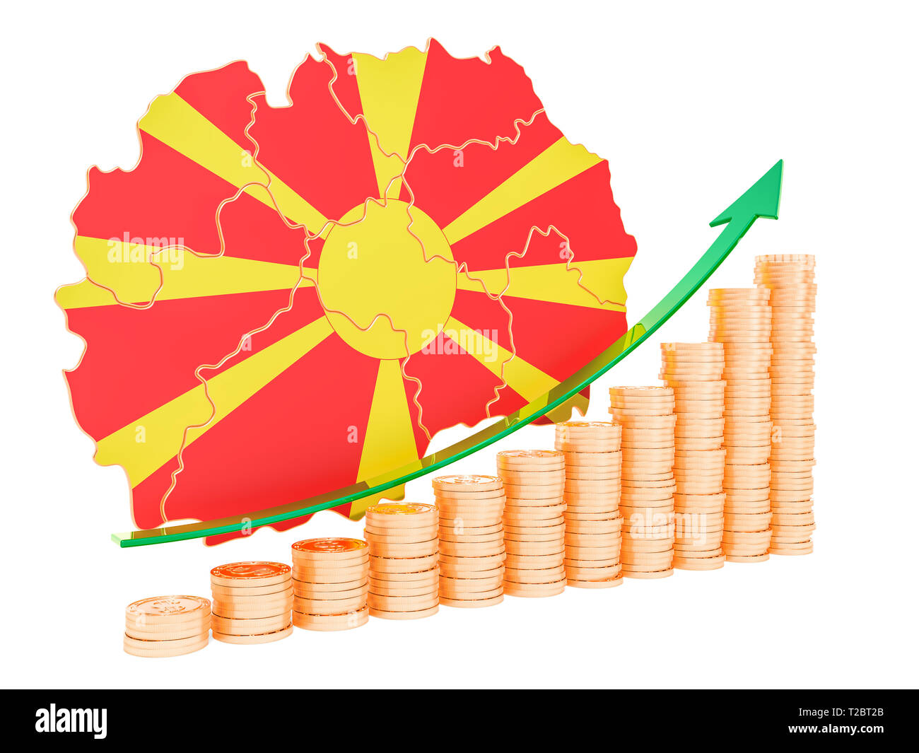 La croissance économique en Macédoine, rendu 3D concept isolé sur fond blanc Banque D'Images